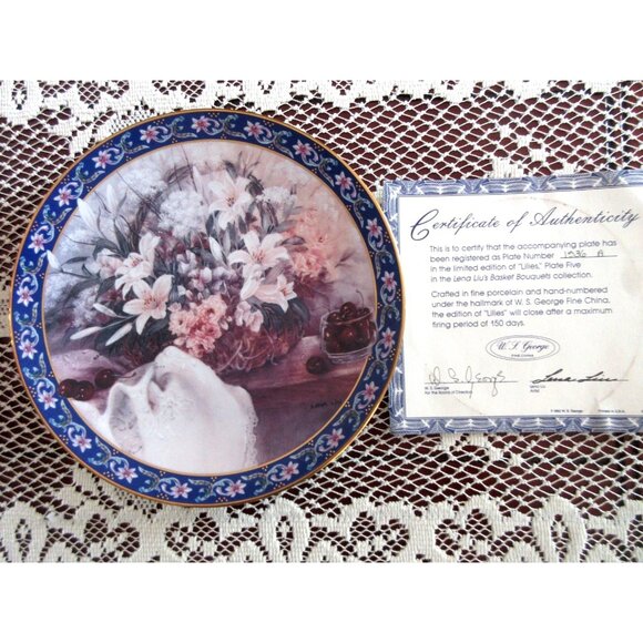 Lena Liu LILIES 5th In Basket Bouquets Series Plate With Certificate #1536A - Picture 2 of 13
